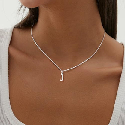 MBW Dainty Silver Layered Initial A-Z Pendant Necklaces for Women Thin | Simple Waterproof 925 Silver Plated Necklace Figaro Choker Monogram Name Jewelry Set Personalized - color: Silver InitIal NK-J