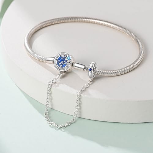 KUNSIR 925 Sterling Silver Snake Chain Bracelet with Safety Chain Charm Bracelets for Women Teen - style: PAB038