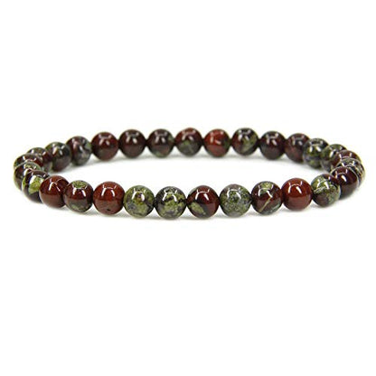 Angelstones Gemstones 6mm Round Beads Healing Crystal Bracelet for women | Natural Gemstone, Handmade Gifts for Women, Healing Crystal Round Beaded Stretch Bracelets, Unisex Jewelry for Women and Men - color: Dragon Blood Jasper
