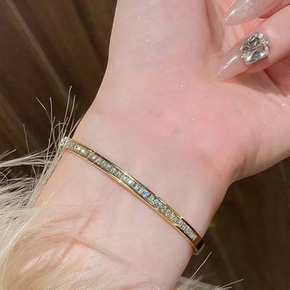 18K Gold Bangle Bracelets for Women 925 Sterling Silver Bracelets Bracelets Adjustable Boho Bracelets Stackble Cuff Bangle Bracelets for Men Women Chunky Gold Bangle Open Cuff Bracelets Christmas Gift - color: Bracelets-19