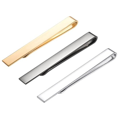 3Pcs Tie Clasps For Men Silver Gold Tie Clips For Men Gunmetal | skinny tie bar clip set 1.5in slim silver tie clips for men unique tie clip for skinny ties 1.5 inch silver tie bars for men