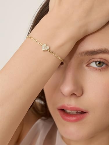 Gold Initial Bracelet For Women, 14k Gold Letter Bracelets | Adjustable Stacking Bracelets Jewelry Gift For Women, Valentines Mother Christmas Jewelry for Women Her 6.5-8 Inch - color: A