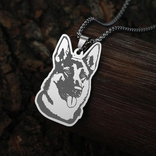 Husky Pendant Necklace Stainless Steel Husky Dog Puppy Necklace Gold Sliver Cute Dog Necklaces for Women Men Pet Animals Lover - color: Shepherd Sliver
