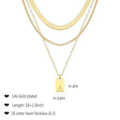 YANCHUN Layered Initial Necklace for Women Gold Dainty Layered Necklace Letter Pendant Necklaces Gold Chain Necklaces Set Trendy Jewelry Birthday Gifts for Women - color: B