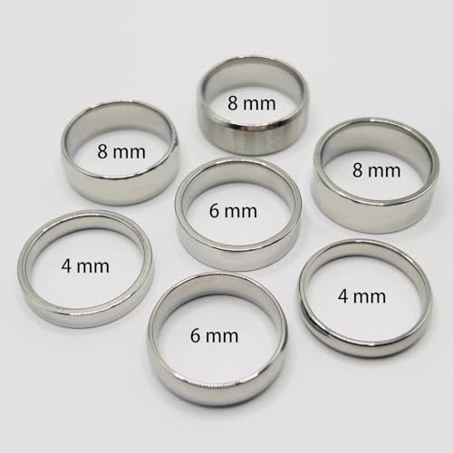 7Pcs Classic Gold Men's Wedding Rings Set,4mm 6mm 8mm Stainless Steel Silver Band Ring for Men Women,18K Gold Plated Band Rings,Comfort Fit Size 6 to 11 - style: Silver 7-piece set