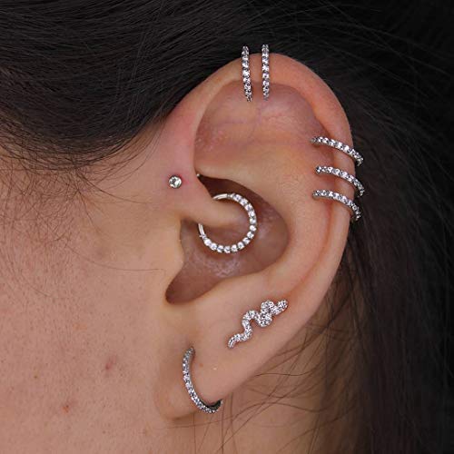 OUFER Gold Hinged Segment Earring Hoop 16G Stainless Steel with Cartilage Earrings Clear CZ Paved Tragus Helix Earrings Cartilage Earring Septum Nose Ring Hoop - color: Gold Plated-10mm diameter