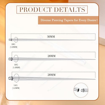 Piercing Ball Grabber Tool, 14-20G Taper for Changing Jewelry | Surgical Steel Flat Back Earrings Threader Tool Insertion Pin, Body Piercing Kit for Ear Rook Conch Nose Lip Jewelry Removal - style: External Thread(14G 16G 18G)