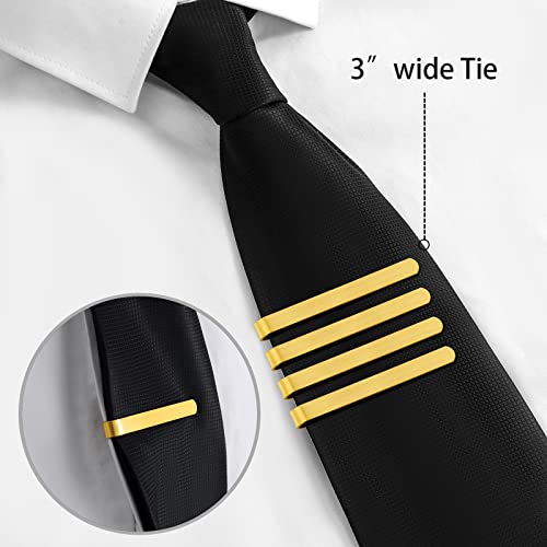 2.2/2.5 Inch Tie Clips for Men in Gift Box, Tie Bar Clip Set for Mens Regular Tie or Traditional Tie, Birthday Anniversary Christmas Gift - size: 2.5 Inch, style: 4PCS-Gold Brushed