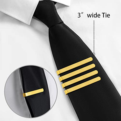 2.2/2.5 Inch Tie Clips for Men in Gift Box, Tie Bar Clip Set for Mens Regular Tie or Traditional Tie, Birthday Anniversary Christmas Gift - size: 2.5 Inch, style: 4PCS-Gold Brushed