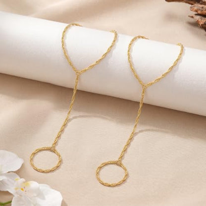 Eaciy 3PCS Gold Hand Chain Bracelets for Women, 18K Gold Plated Dainty Stackable Hand Chain Bracelet Ring Gold Bracelets for Women Trendy Gold Jewelry Set - color: 08-Gold-Singapore Hand Chain