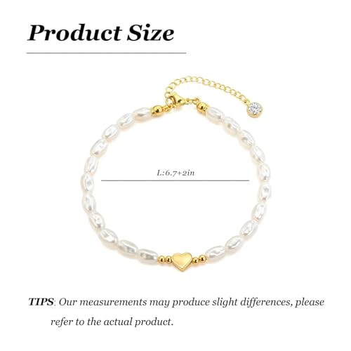 Dainty Bracelet Chain Bracelet Minimalist Jewelry Layering Heart Bracelets Valentines Day Bracelets Gift for Her - color: A2:pearl bracelet
