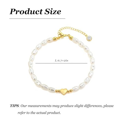 Dainty Bracelet Chain Bracelet Minimalist Jewelry Layering Heart Bracelets Valentines Day Bracelets Gift for Her - color: A2:pearl bracelet