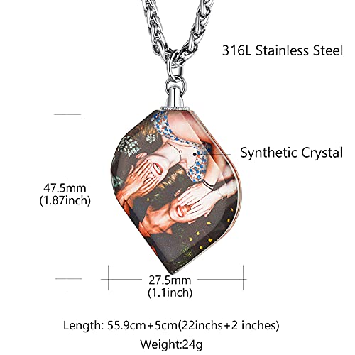 Custom4U Personalized Photo Necklace - Custom Heart/Oval/Round Charm Necklaces with Picture + Chain Adjustable - Stainless Steel/Acrylic Pendant Memorial Jewelry Christmas Gifts for Women - color: F-Leaf Shaped