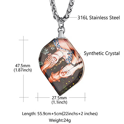 Custom4U Personalized Photo Necklace - Custom Heart/Oval/Round Charm Necklaces with Picture + Chain Adjustable - Stainless Steel/Acrylic Pendant Memorial Jewelry Christmas Gifts for Women - color: F-Leaf Shaped