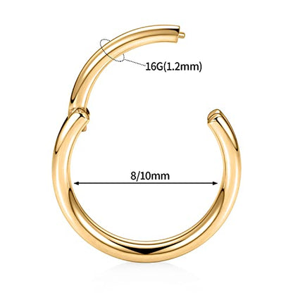 FUNLMO 18G 16G Septum Jewelry Triple Stacked Septum Nose Ring Surgical Steel Daith Conch Helix Cartilage Lobe Piercing Jewelry - color: Style 3: Gold-double stack