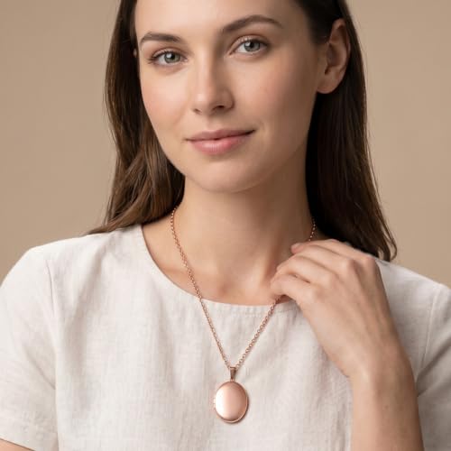 PHOCKSIN Personalized Locket Necklace for Women Photo Necklace with Customized Picture Birth Flower Birthstone Customizable Birthday Gifts - color: #13-Oval Rose Gold