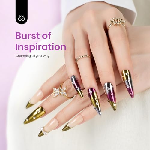 Beetles Chrome Nail Art Glitter 4 Colors Metallic Mirror Effect | Gold Silver Pink Pigment and Holographic Chrome Powder Diy Nail Art Manicure 0.5g/Jar - color: Mirror of Soul