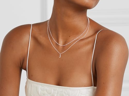 MBW Dainty Silver Layered Initial A-Z Pendant Necklaces for Women Thin | Simple Waterproof 925 Silver Plated Necklace Figaro Choker Monogram Name Jewelry Set Personalized - color: Silver InitIal NK-J