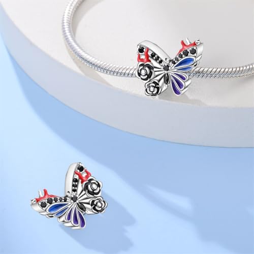 KUNSIR Charms Beads fits Pandora Charm bracelets for Woman 925 Sterling Silver Dangle Pendant Bead Jewelry Beads Gifts Happy Birthday Charms for Women Bracelet&Necklace - style: Dark Butterfly Beads