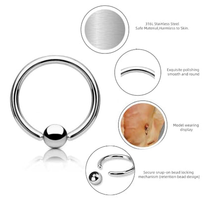 G&O JFU 7 Pairs Nipple Piercing Jewelry 14G Stainless Steel Tongue Rings Nipple Barbells Bunny Nipple Rings for Women Men