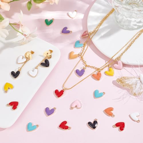 PH PandaHall Heart Pendart Charms - color: 11 Colors, size: 16x15x3mm