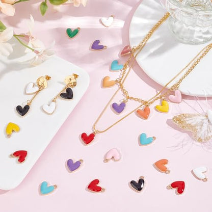 PH PandaHall Heart Pendart Charms - color: 11 Colors, size: 16x15x3mm