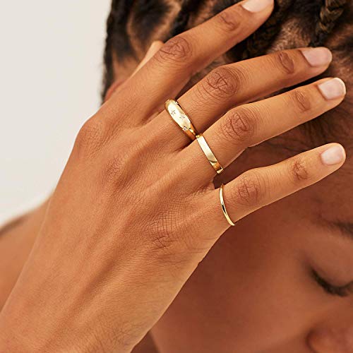AllenCOCO Chunky Gold Plated Rings for Women - Trendy Cubic Zirconia 14k Gold Filled Stackable Rings - color: Gold Star Ring