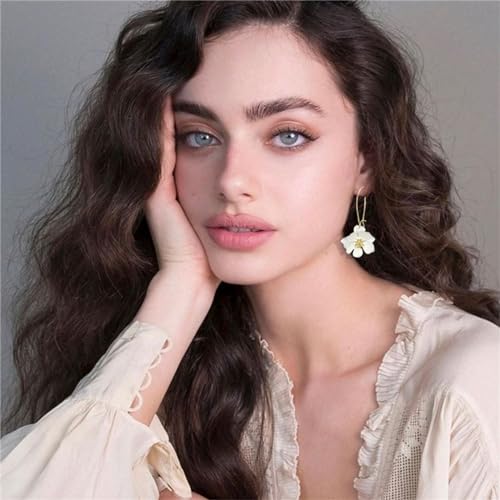 WCRAZYE Bohemian Daisy Flower Earrings Necklace Sets for Women Unique Trendy Boho Matte 3D Gold Flower Floral Petal Statement Earring Wedding Jewelry - color: White