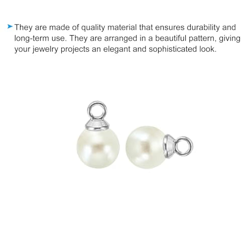 PATIKIL Pearl Charm, 100pcs Pearl Beads Faux Pearl Pendant Charm DIY for Jewelry Making Bracelets Earrings Necklace Crafts - color: Silvery Beige, size: 6mm