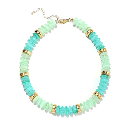 RISHEGAE Chunky Beaded Necklace for Women Boho Resin Beaded Choker Necklace Adjustable Surfer Beach Strand Necklaces Gold Handmade Acrylic Beads Jewelry Gift for Women - color: Style 1cyan