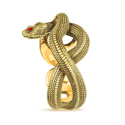 HAIXIAN Unisex Cool Wrap Snake Ring,Retro 14K Yellow Gold Plated Punk Gothic Cocktail Party Biker Snake Animal Ring for Men Women