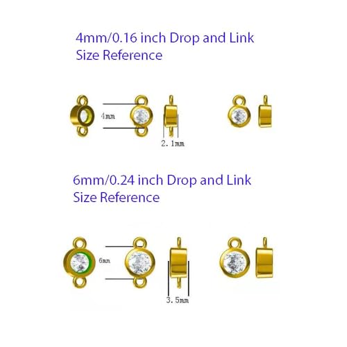 Adabele 4pcs Real 925 Sterling Silver CZ August Birthstone Charm Drop 4mm | Tiny Small, Tarnish Resistant 92.5 Silver Sparkle Peridot Green Cubic Zirconia Dangles Closed Loop Craft Jewelry Making - color: August, size: 4mm (0.16")/Tiny - 4pcs
