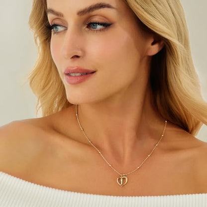 Cicy Bell Womens Heart Initial Necklace 18k Gold Plated | Personalized Letter Pendant, 17.7'' with 2'' Extender - color: Style 2-J-Gold