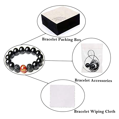 Black Obsidian Bracelet,Feng Shui Black Obsidian Wealth Bracelet for Women Men Couples Handmade Stretch Obsidian Bracelet Bangle with Carved Pixiu Tiger Eye Stone Attract Wealth Money and Good Luck - color: D,12mm,Red Agate