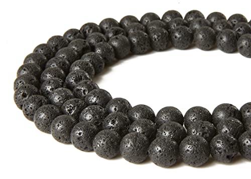 100pcs 8mm Black Lava Beads Natural Gemstone Beads Round Loose Beads for Jewelry Making - color: Black Lava, size: 8mm