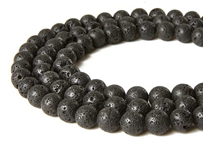 100pcs 8mm Black Lava Beads Natural Gemstone Beads Round Loose Beads for Jewelry Making - color: Black Lava, size: 8mm