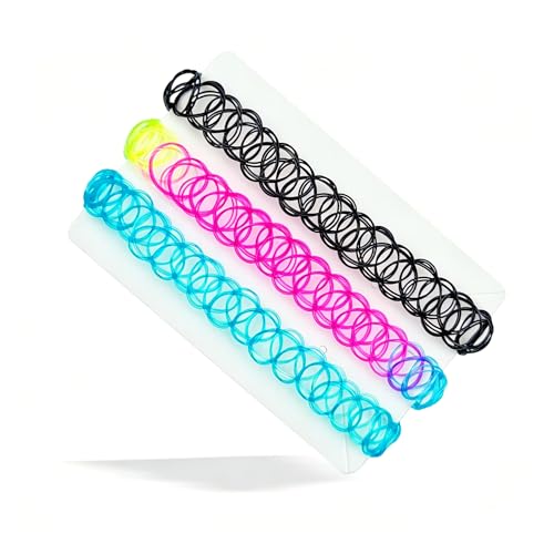 3PCS Black Tattoo Choker Necklace Y2K Rainbow Tattoo Choker 90s Choker Gothic Blue and Purple Chokers 2000s Jewelry Adjustable Stretchy Elastic Necklace Vintage Accessories for Women - color: Black-Rainbow-Blue