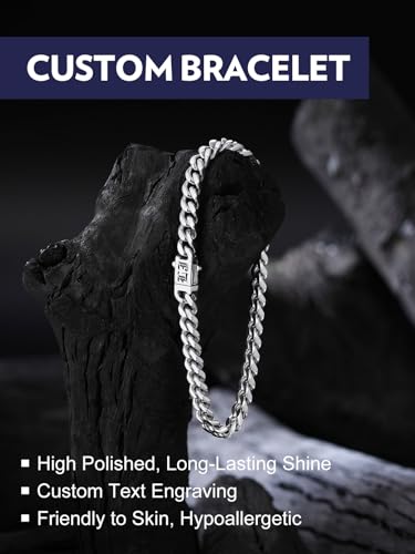 Bandmax Mens Hip Hop Cuban Link Bracelets 5/7/9/12MM Stainless Steel Miami Curb Chain Bracelet Silver/Gold Plated/Black Wristlet Chains for Men 7"-9" - color: 13 5MM Steel-Custom
