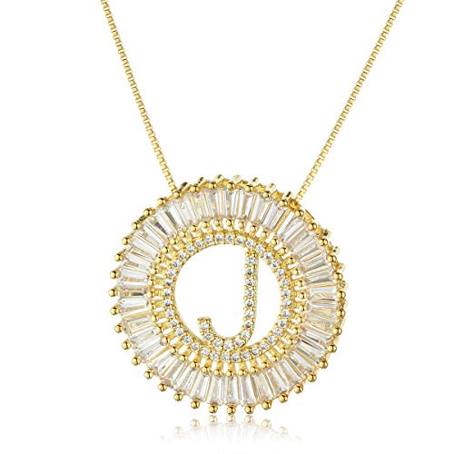 COTTVOTT A-Z Alphabet Pendant Necklaces Charms Women Initial Letter Chain Necklace 4 Colors - style: Gold-J