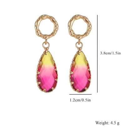 Crystal Earrings CXUEMH Teardrop Earrings for Women Blue and Green Dangle Earrings Elegant Earrings for Prom Emerald Green Earrings Formal Jewelry Crystal Drop Earrings - color: Style D