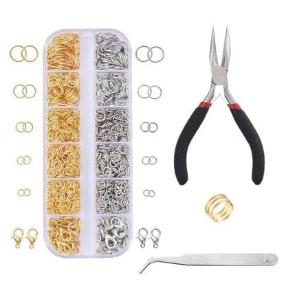 Echoed Elegance 1188PCS Jump Rings for Jewelry Making Kit, Jump Rings and Necklace Clasps with Pliers Tools for Jewelry Making Supplies and Necklace Repair (Set A) - color: Set A
