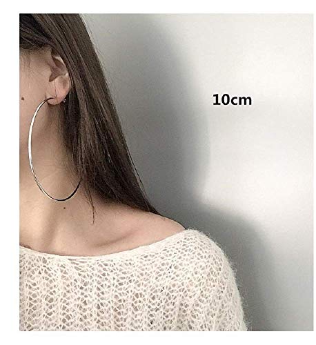 Clip On Big Extra Large Fake Round Hoop Earrings for Women Non Pierced No Piercing Ear Fashion Simple Circle Huggie Hoops Jewelry Gifts - style: 100mm Silver