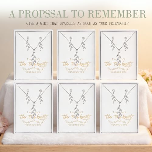 DHQH Bridesmaid Necklace Earrings Set Gifts I Couldn't Say I DO Without You Cubic Zirconia Leaf Pendant Necklace Bridesmaid Proposal Gift Set of 4 6 - color: white-leaf-6set