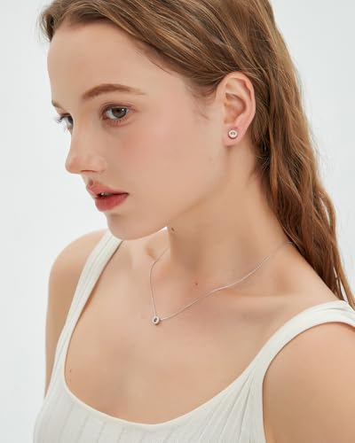 CoBi Halo Stud Earrings for Women, Cubic Zirconia Earrings, Birthstone Heart Earrings Simulated Diamond Valentine's Day - color: Topaz