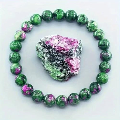Amethyst Bracelet for Women Men, Elegant Handmade Natural Gem Stone Round Beaded Stretch Elastic Adjustable Healing Bracelets 8mm Gifts - color: AL-0173, size: Medium