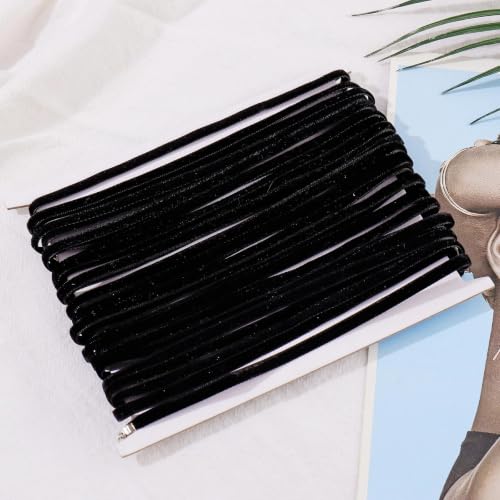 Velvet Choker Necklace for Women Goth Halloween Y2K Ribbon Collar Set - color: Black-0.2''-30pcs