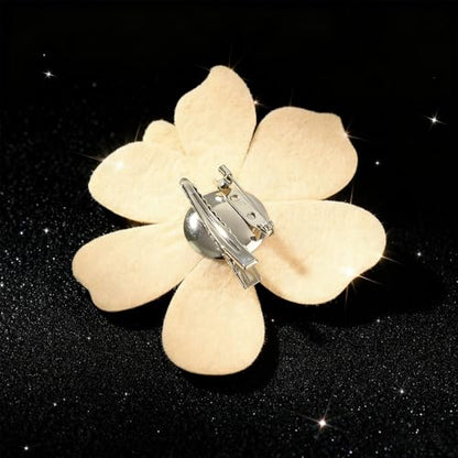 3.74 Inches Rhinestone Camellia Flower Brooch Pins & Hair Clips for Women Elegant Created Crystal Lapel Pin Brooches Wedding Party - color: Champagne