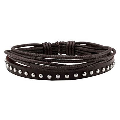 6-12PCS Braided Faux Leather Bracelet Punk Cuff Wrap Bracelets for Men Women Adjustable - color: E:6pcs