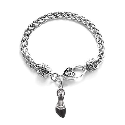 Silver Customized Charm Bracelet with Cubic Zirconia Jewelry - style: Black Heel Shoe