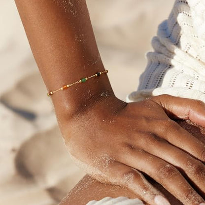 WEARON Gold Bracelet for Women 14K Gold Plated Snake Herringbone Figaro Cuban Bead Paperclip Cable Box Chain Simple Jewelry - style: Bohemian